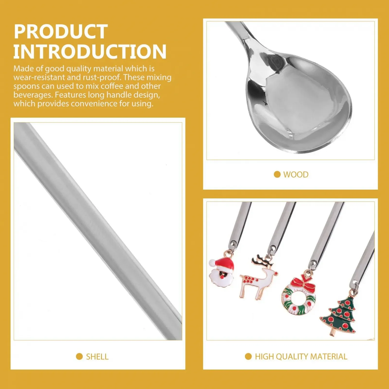 Набір різдвяних ложок Hemoton, 4 шт, різдвяні, фото №3