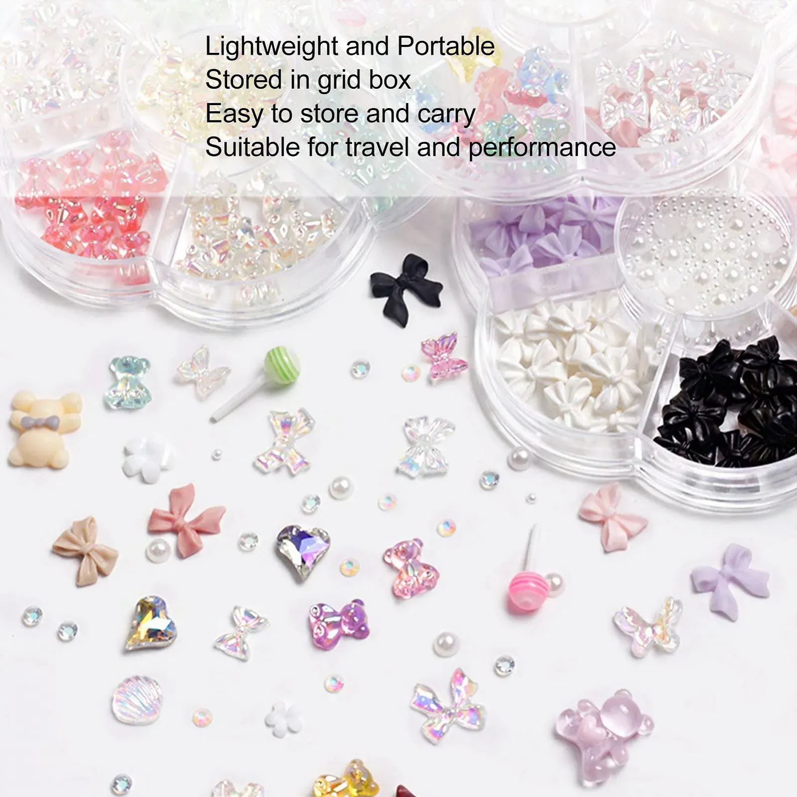 2 коробки украшений для ногтей, смешанные цветные стразы для ногтей разных форм, аксессуары для ногтей Flatback для девушек и женщин, многофункциональные DIY аксессуары для ногтей для домашнего салона, фото №4