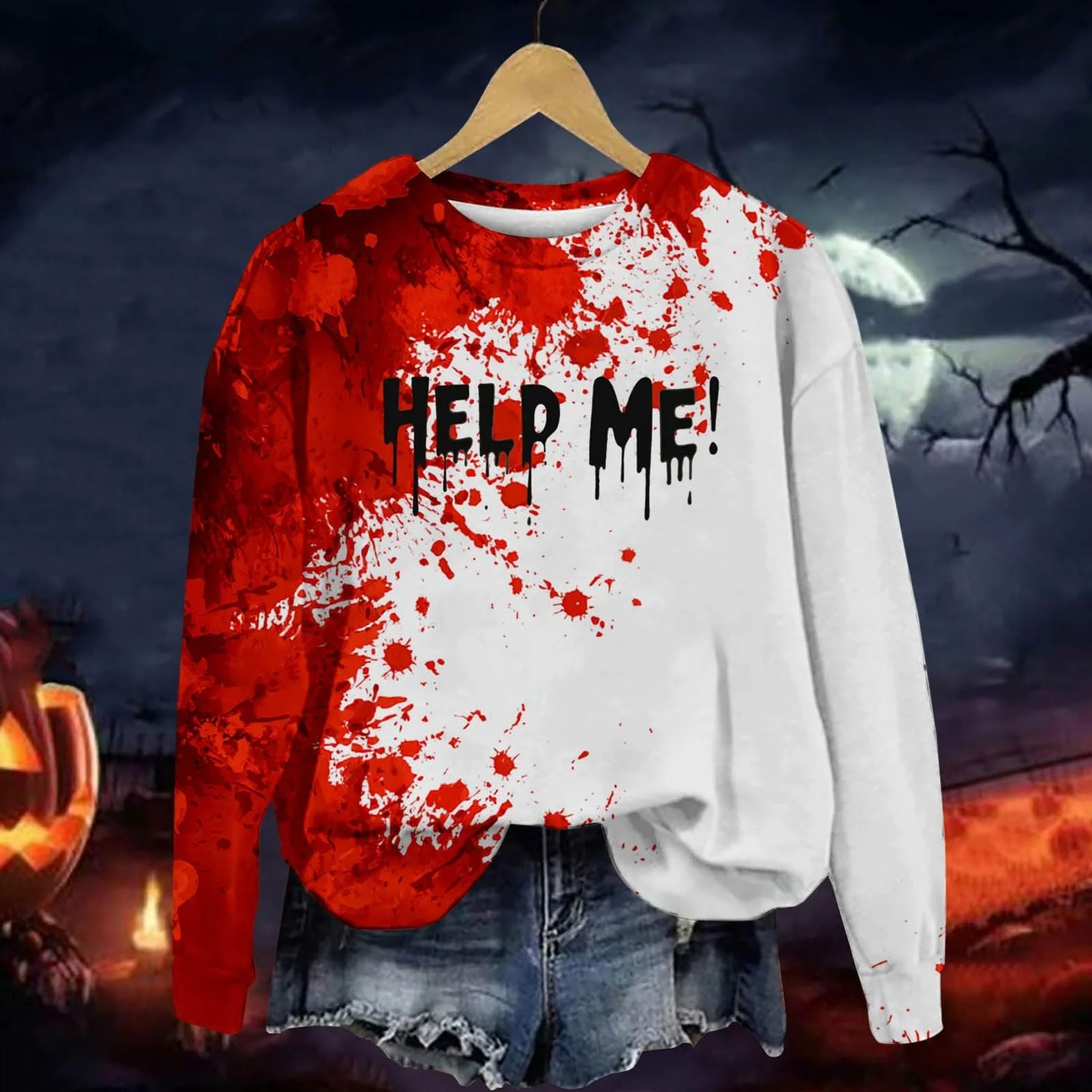 Толстовка Problem Solved Blutiges для женщин, смешные костюмы на Хэллоуин, в тонком пуловере, с длинными рукавами, футболка с привидениями, жуткие костюмы на Хэллоуин, фото №3 Толстовка Problem Solved Blutiges для женщин, смешные костюмы на Хэллоуин, в тонком пуловере, с длинными рукавами, футболка с привидениями, жуткие костюмы на Хэллоуин, фото №3