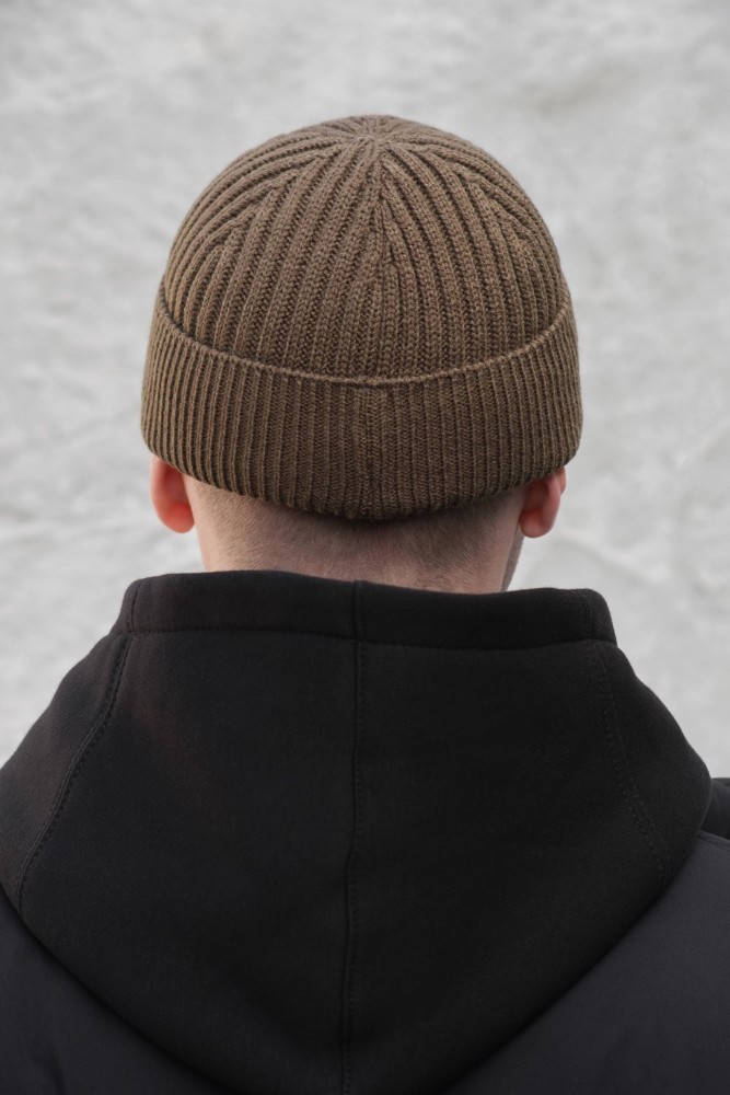 Утеплена трикотажна шапка біні докер на флісі Without Gvido khaki, фото №4 Утеплена трикотажна шапка біні докер на флісі Without Gvido khaki, фото №4