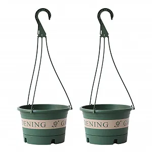 Подвесные цветочные горшки для балкона и сада пластиковые с крючками 1,7 л - Фото 1