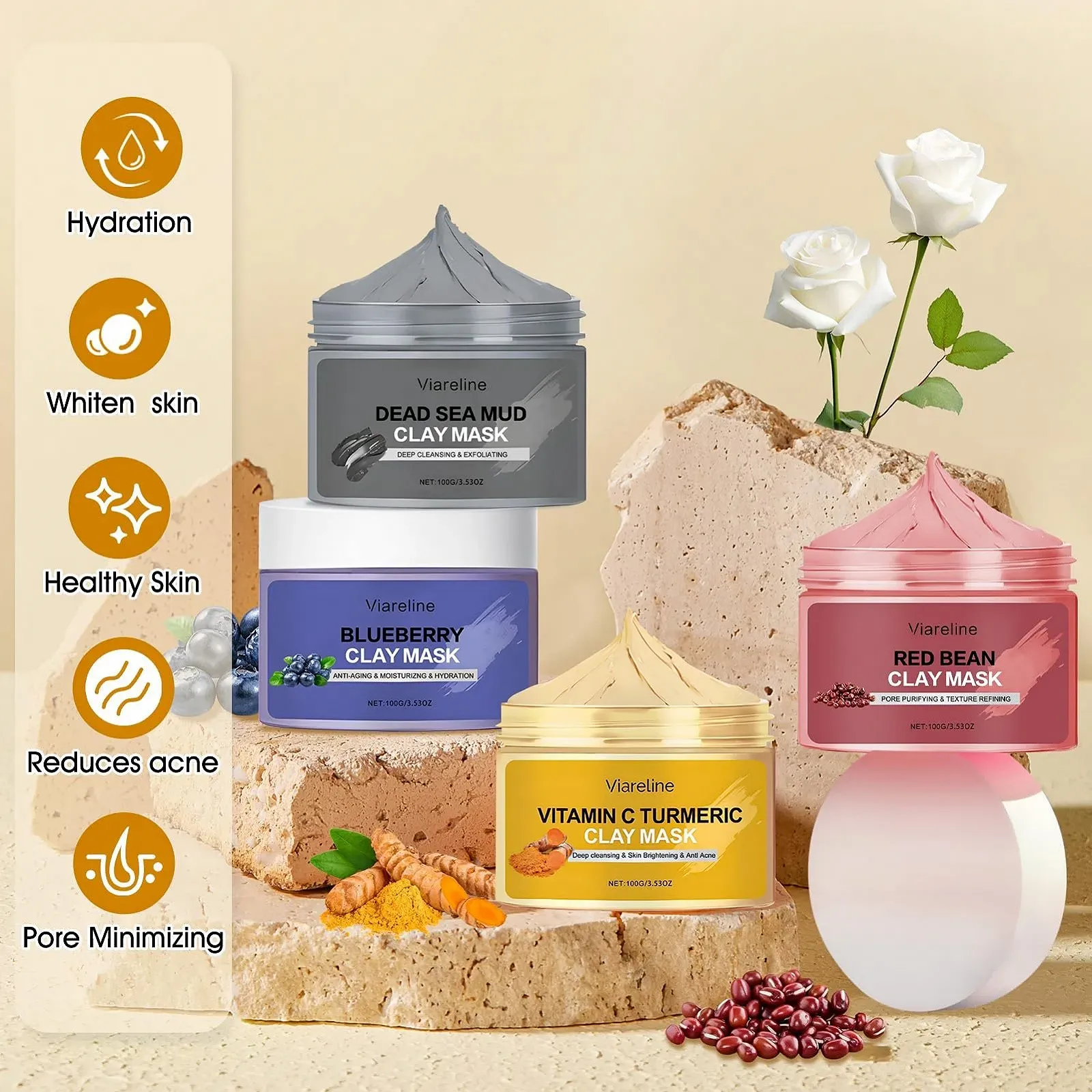 Маска Глиняна, 4 Набори Маска з Глиною для Відновлення, фото №2