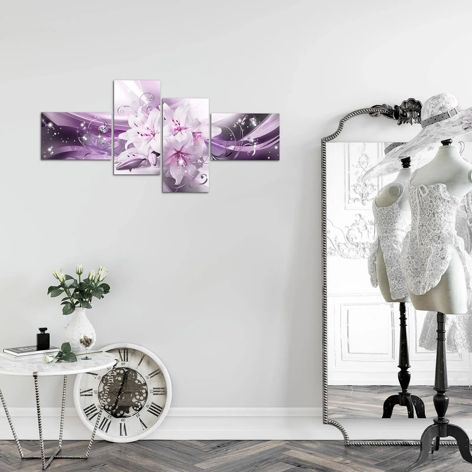 Картина Runa Art Modern Flower Lilies 020142b 4 частини пурпурна, фото №4 Картина Runa Art Modern Flower Lilies 020142b 4 частини пурпурна, фото №4