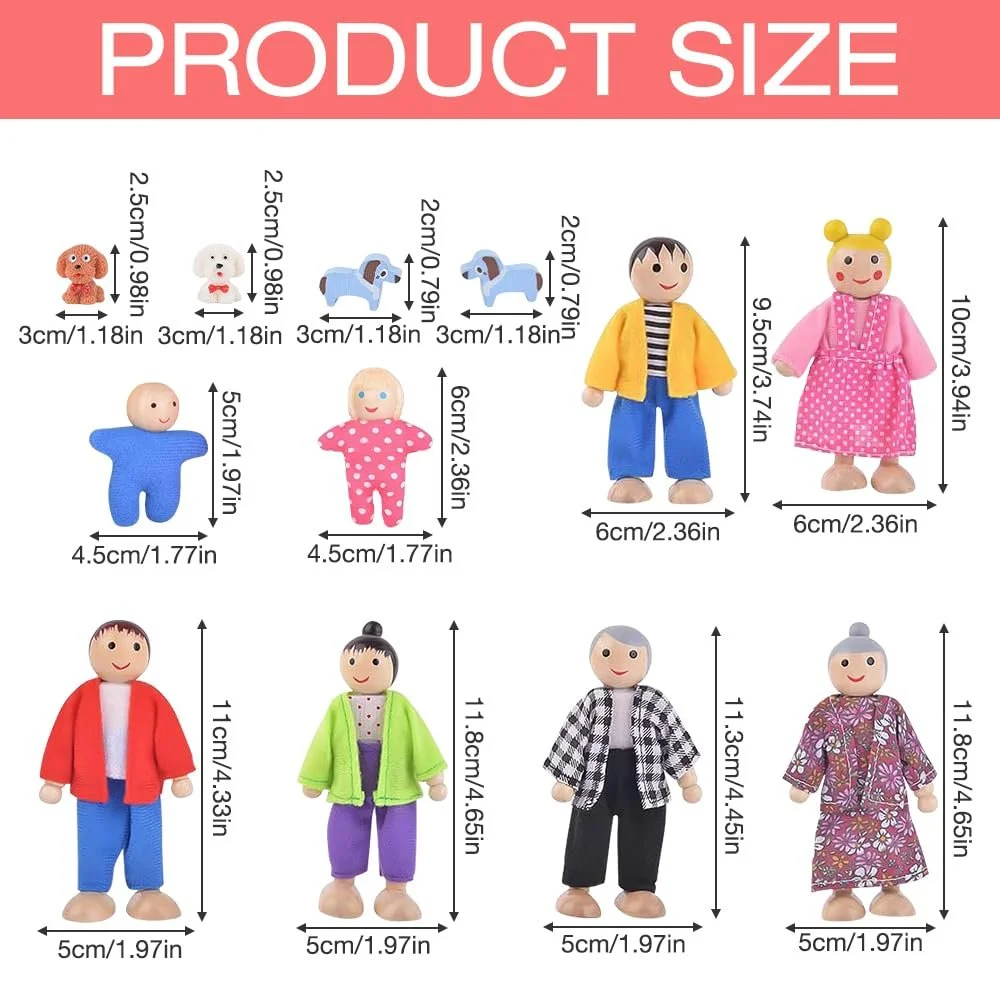 Ляльки для лялькового будиночка Сімейний набір 12 штук, фото №2 Ляльки для лялькового будиночка Сімейний набір 12 штук, фото №2