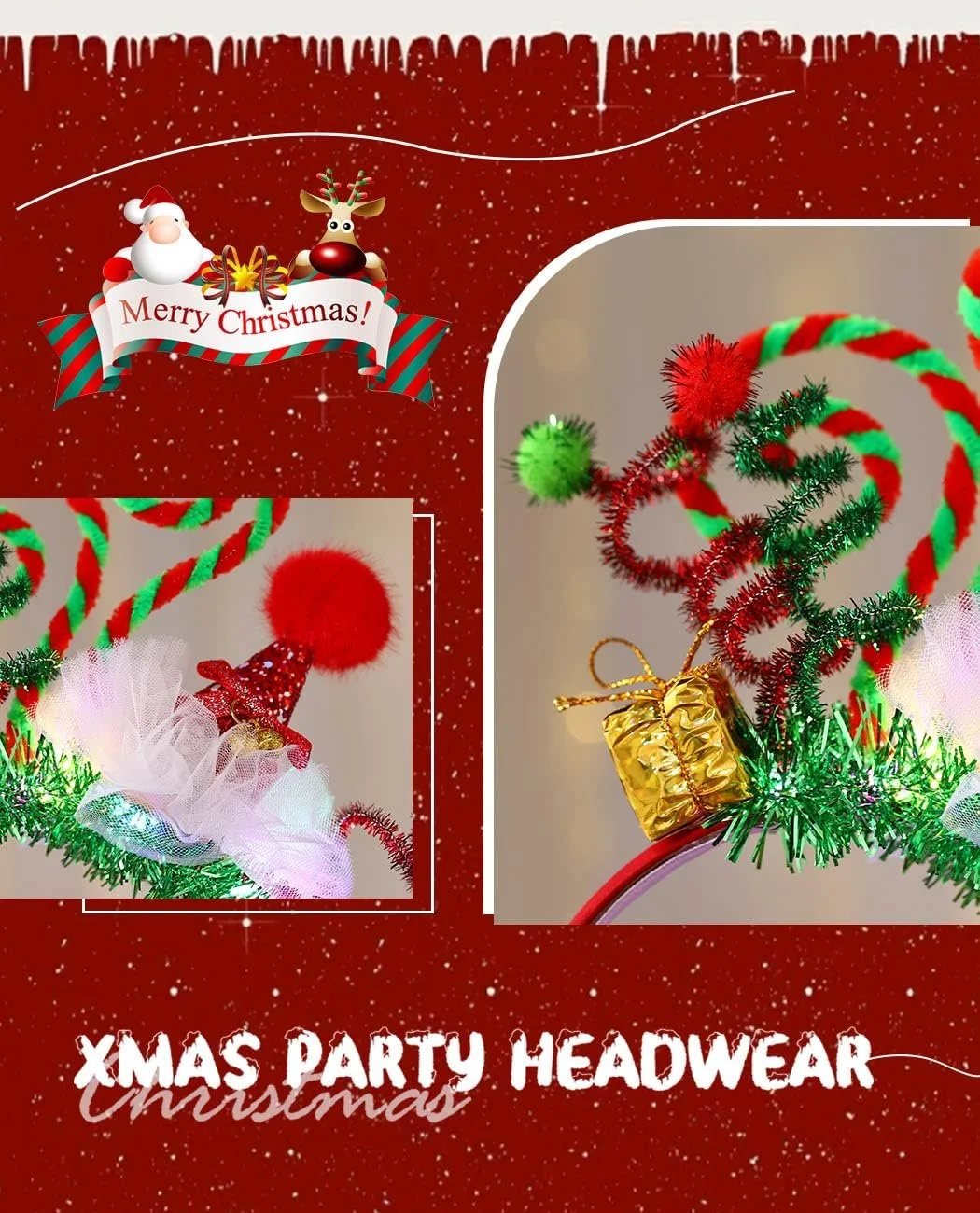 Різдвяний обруч для волосся зі світлодіодами, фото №4