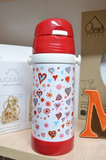 Термос дитячий з трубочкою Серця, фото №1