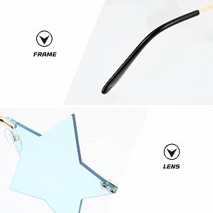 Сонцезахисні Окуляри Jojofuny У формі Зірки, Металеві, Без оправи, Сірі, Небесно-блакитні synthetic.ua - Фото 1