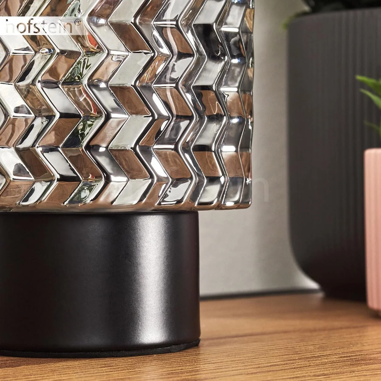 Настільна лампа Falgorosa Modern Vintage / Retro Design Метал / Скло Ø11 см E27 Чорний / Хром / Димчастий, фото №7