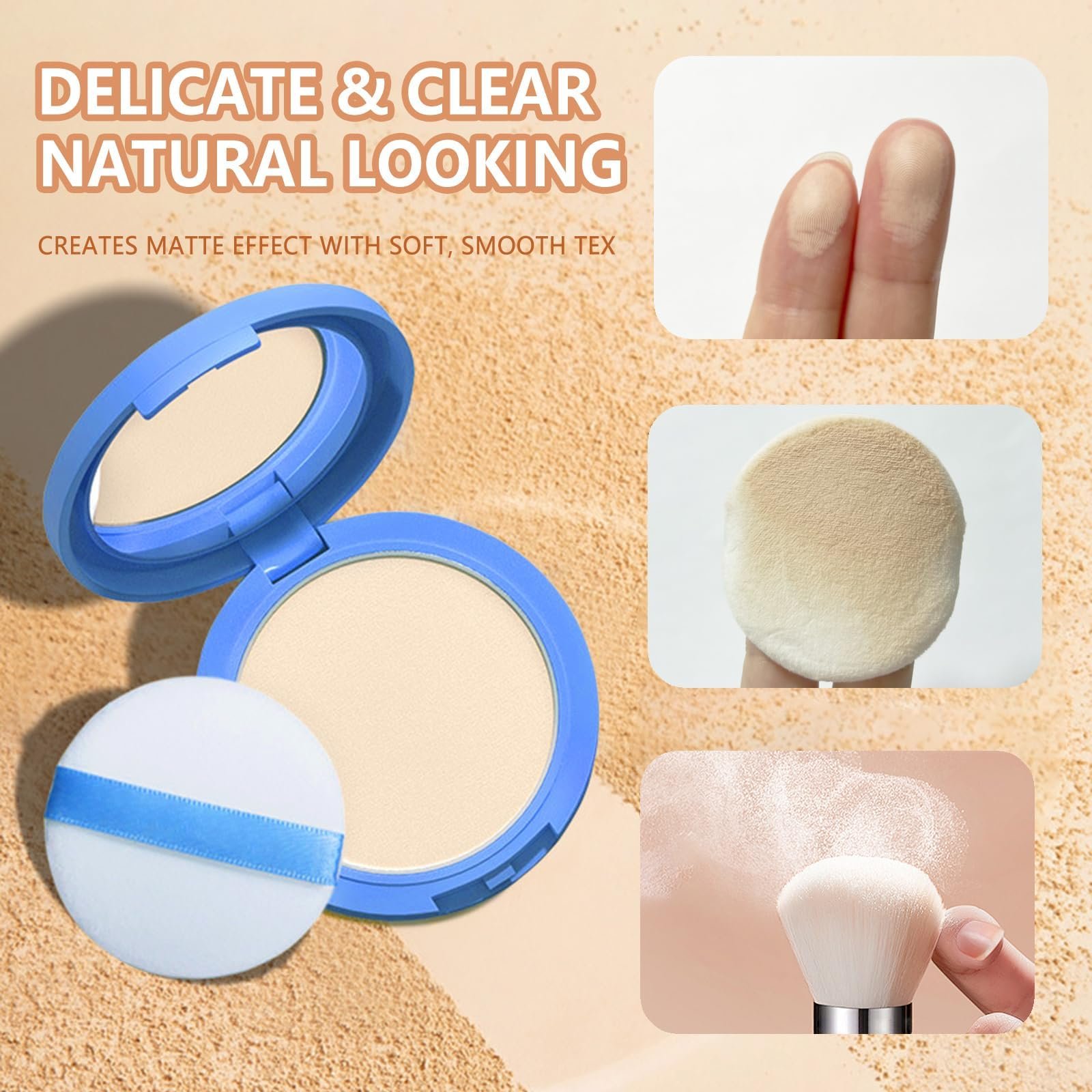 Пресована пудра для обличчя Oil Control Matte Smooth Flawless Setting Powder Waterproof Long Lasting Finishing Powder, 02 Natural Beige, фото №5