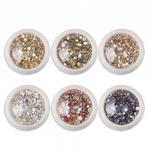Набор страз для ногтей, 6 шт., золото, серебро, микс цветов - Фото 1