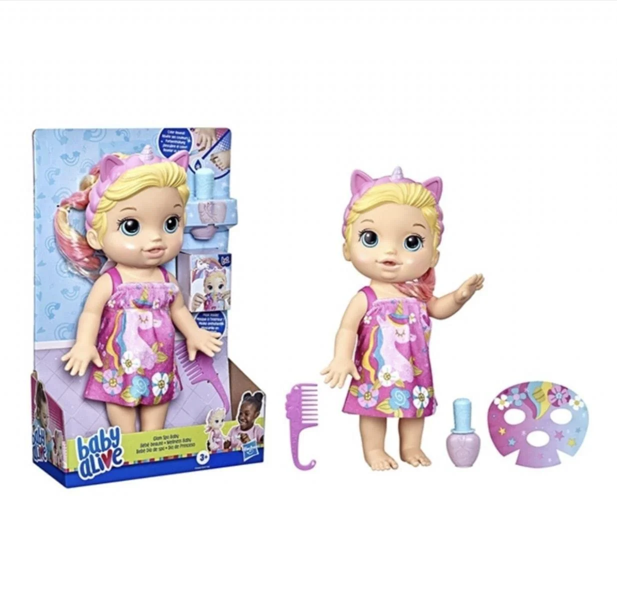 Лялька Baby Alive Baby 32.5 см Bathing Unicorn Makeup and Magic Nails Блондинка Multicolor, фото №6