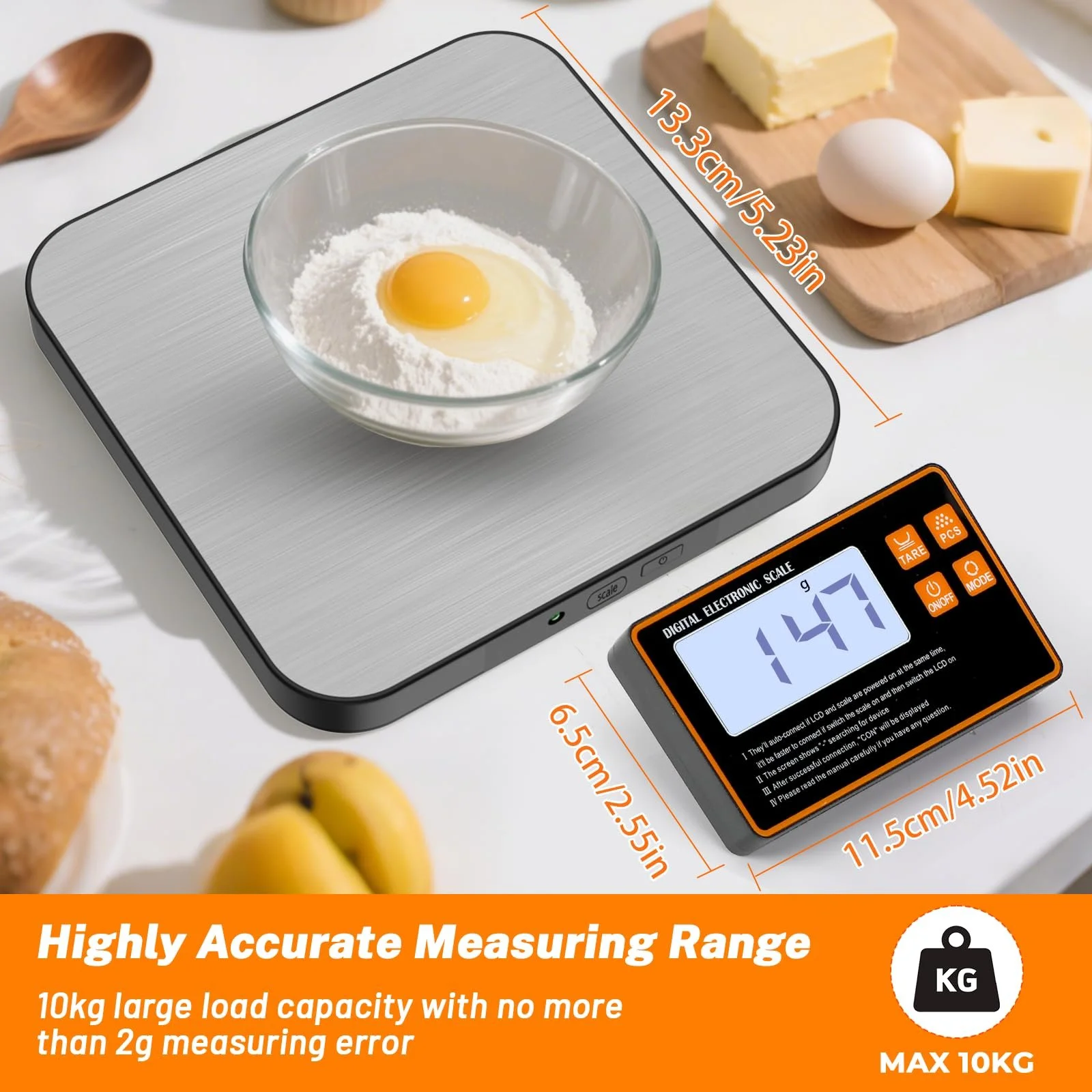 Кухонні ваги Digital Kitchen Scales 15 kg / 1 g бездротові з розділеним РК-дисплеєм, фото №2 Кухонні ваги Digital Kitchen Scales 15 kg / 1 g бездротові з розділеним РК-дисплеєм, фото №2