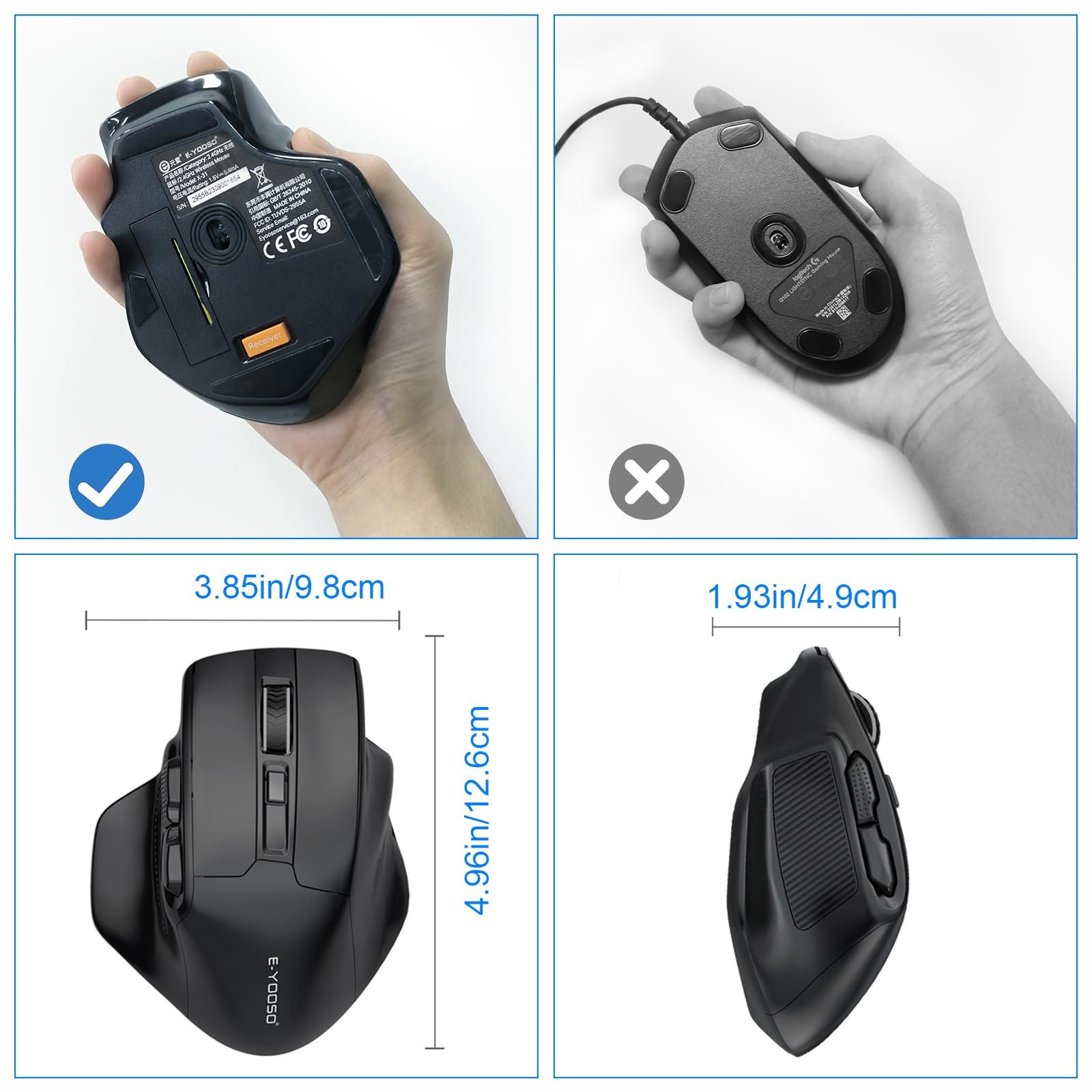 Мышь Yeemie Беспроводная Оптическая 4800 DPI Черный, фото №6