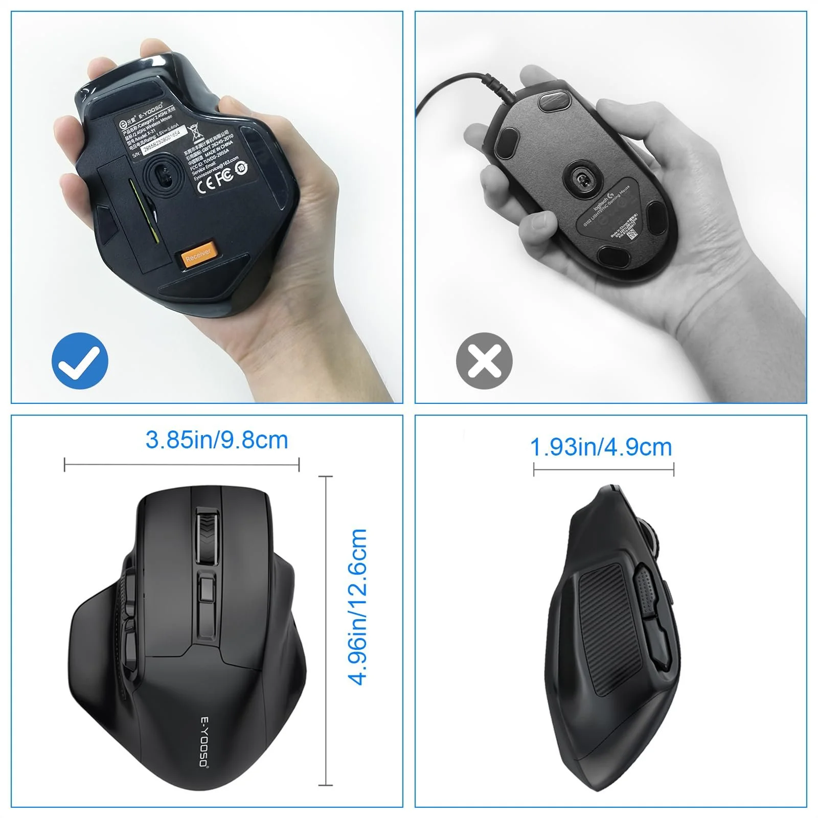 Мышь Yeemie Беспроводная Оптическая 4800 DPI Черный, фото №6