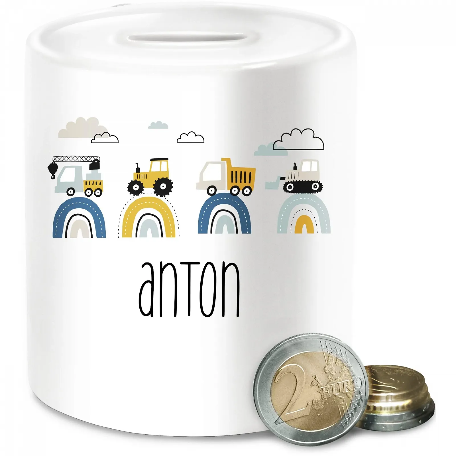 Скарбничка Будівельний майданчик Трактор Екскаватор Кран Самоскид Вантажівка Бульдозер, фото №1