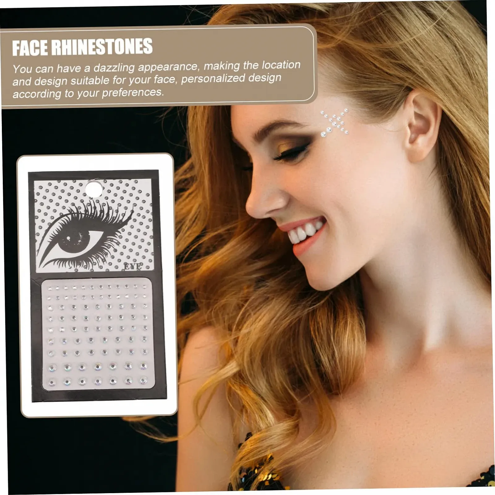 Стразы самоклеящиеся MERRYHAPY 4 шт. для лица и тела, блестящие наклейки для макияжа для фестивалей и вечеринок, многоразовые украшения для глаз и ногтей, фото №5