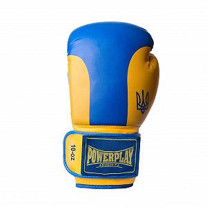 Боксерські рукавиці PowerPlay 3021 Ukraine Синьо-Жовті 10 унцій synthetic.ua - Фото 1