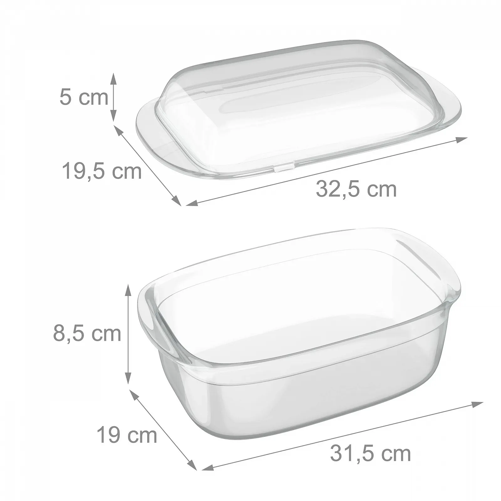 Форма для запікання Relaxdays з кришкою скляна 4,5 л прозора, фото №5