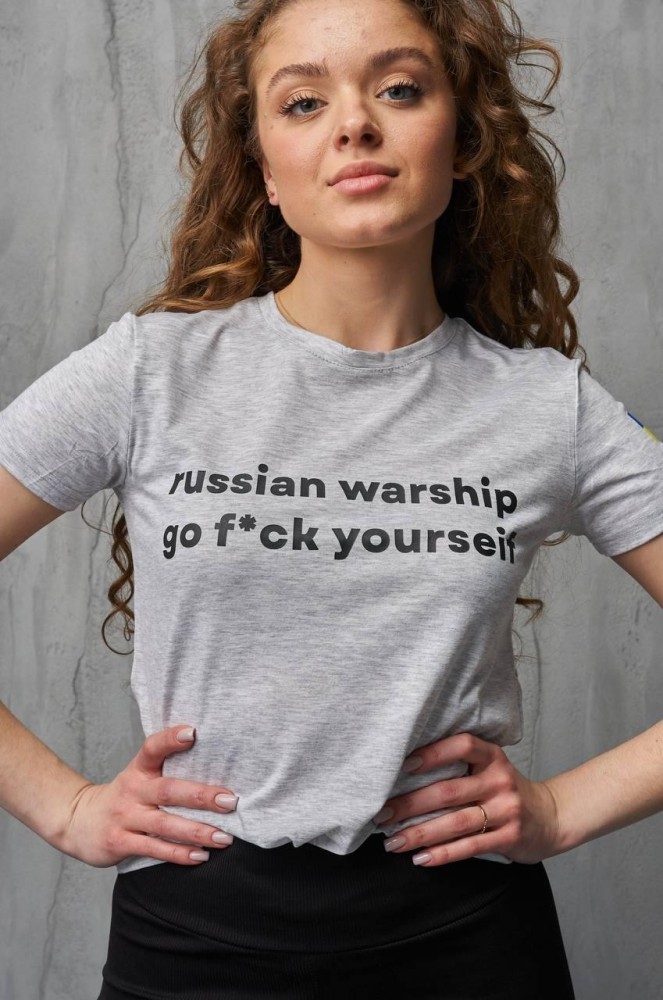 Футболка женская russian warship серая, фото №2