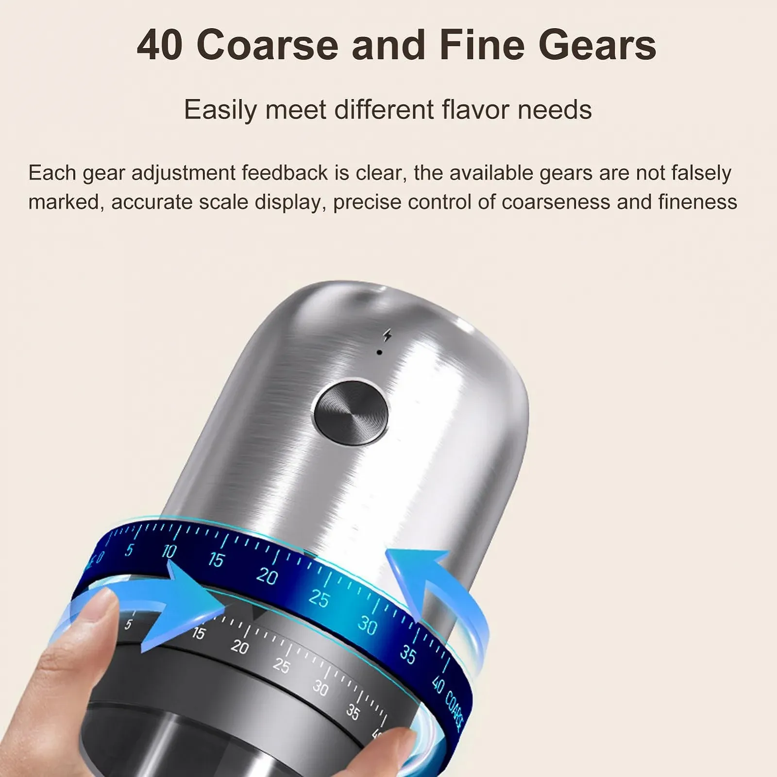 Электрическая кофемолка Aoresac Портативная, перезаряжаемая, 40 настроек, фото №3