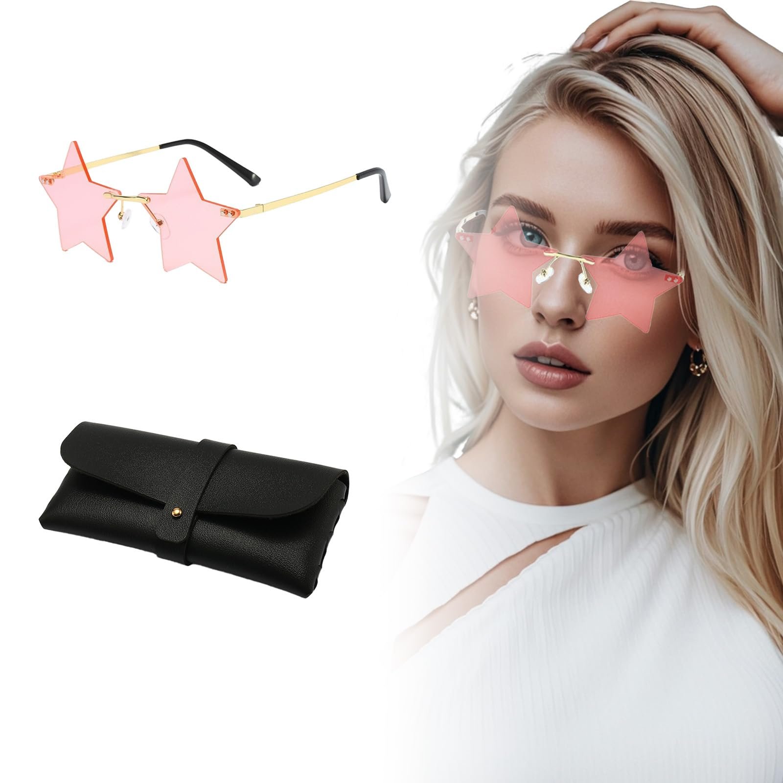 Сонцезахисні окуляри Зірка ASFWAGQ Прозорі рожеві, фото №8