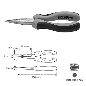 Плоскогубцы прямые Maurer 2326020, более 200 мм synthetic.ua - Фото 1