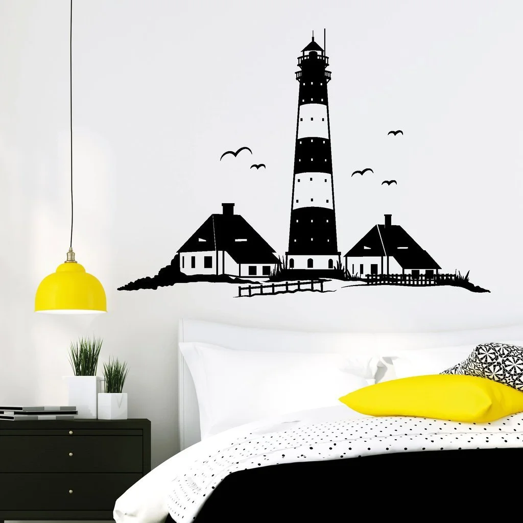 Наклейка на стену Wandtattoo-Loft Westerhever Lighthouse Темно-серый 55 x 76 см, фото №4