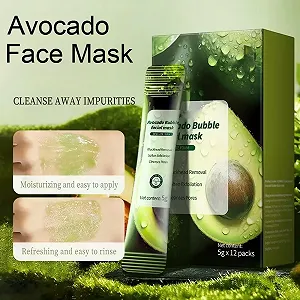 Маска для лица Авокадо, 24 шт, Комплексная кислота Авокадо - Очищающая пузырьковая маска для лица, Глубокое очищение, Увлажняющая маска для всех типов кожи synthetic.ua - Фото 1