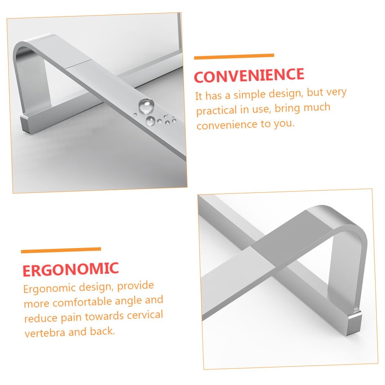 Підставка для ноутбука Praktischer з алюмінієвого сплаву, вентильована, портативна, срібляста, фото №8