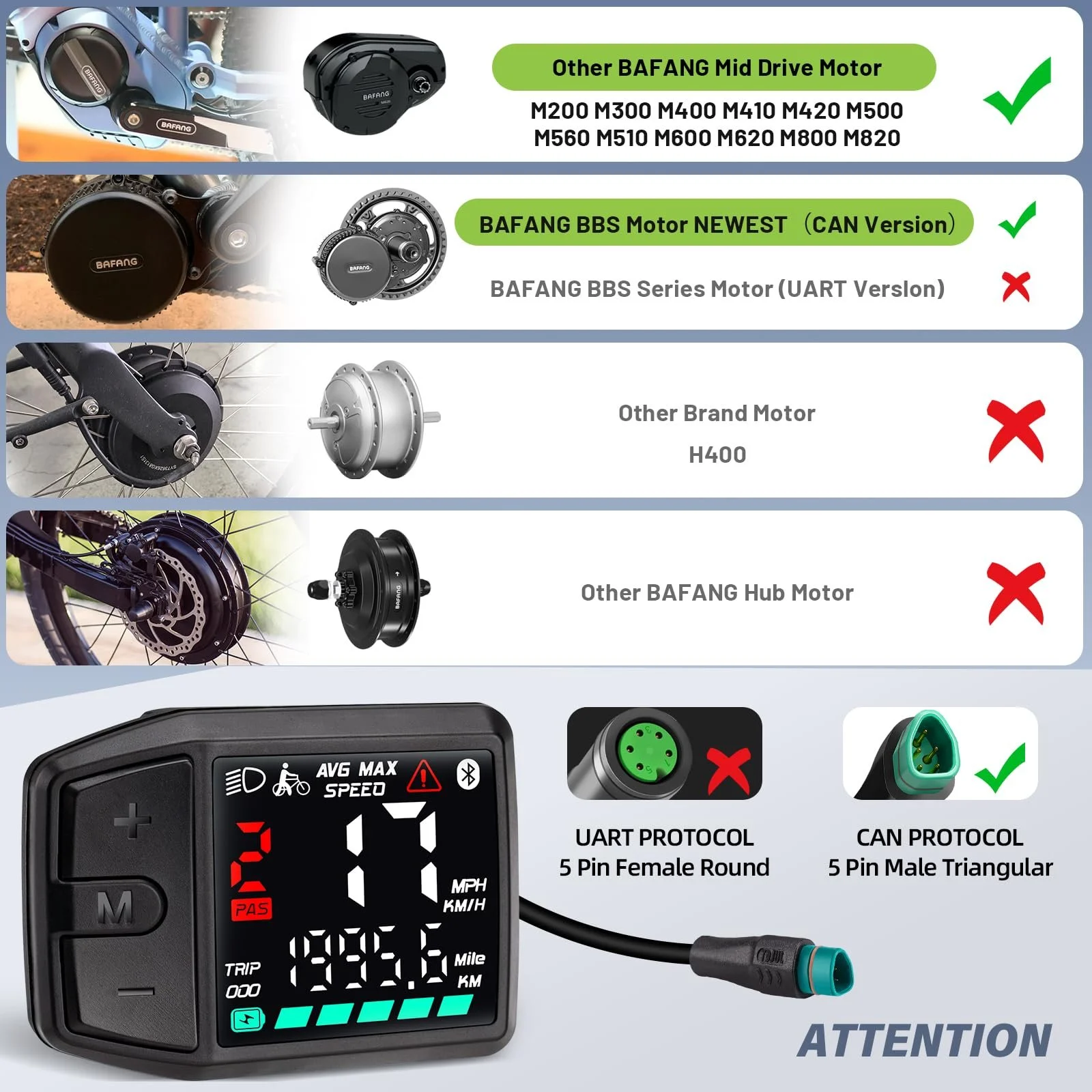 Панель управления дисплеем электровелосипеда BAFANG DZ41 CAN Protocol 5 Pin 24V/36V/48V, фото №2