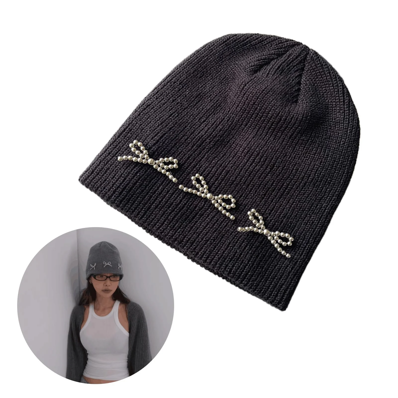 Вязаная шапка для девочек Ldabrye Осень-Зима Теплая Повседневная Уличный стиль, фото №2 Вязаная шапка для девочек Ldabrye Осень-Зима Теплая Повседневная Уличный стиль, фото №2