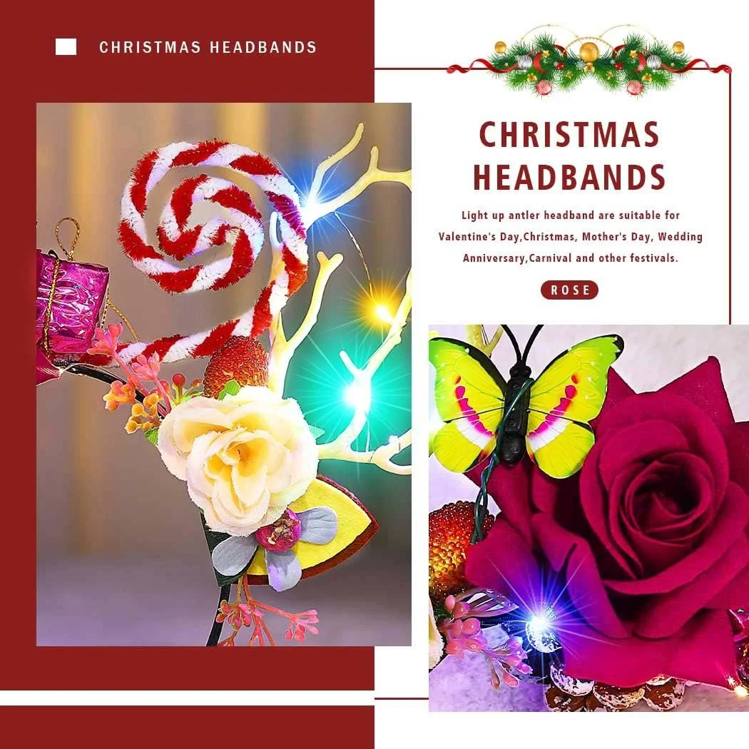 Обруч Рождественский со светодиодами, фото №5