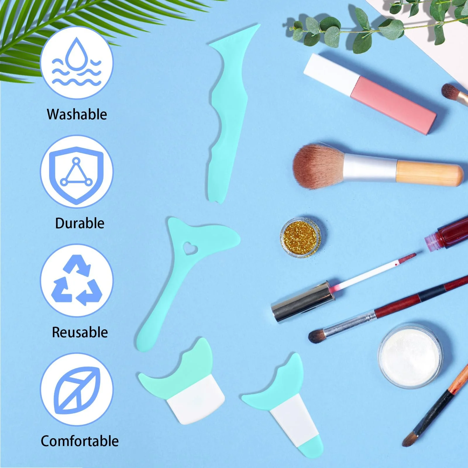 Трафареты для подводки BLMHTWO Многоразовый силиконовый аппликатор для макияжа глаз (синий), фото №3