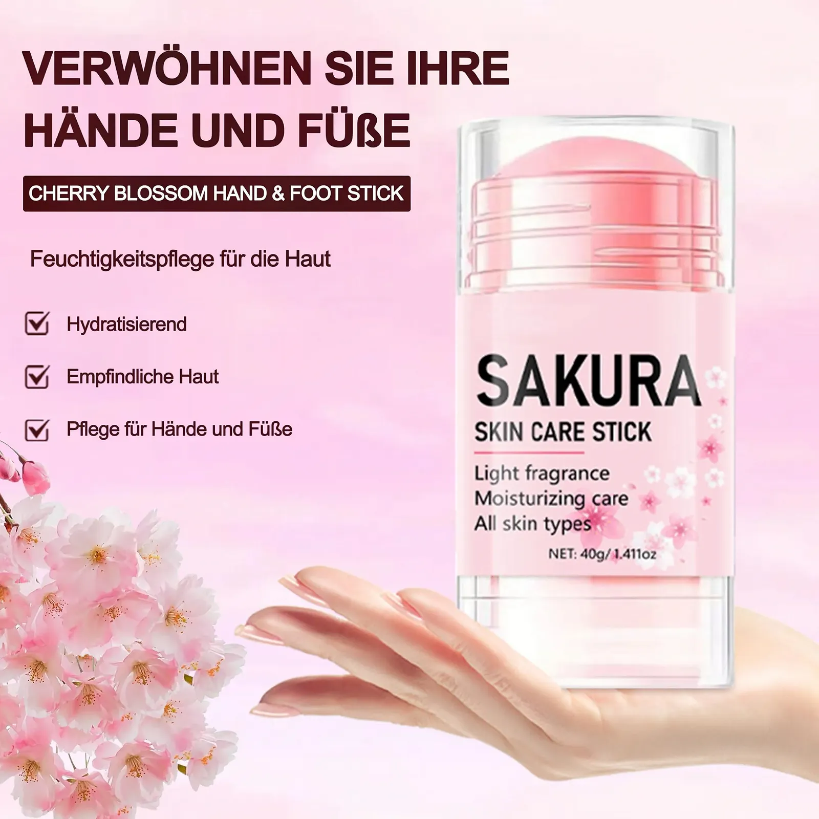 Крем Sakura Foot Care Cream увлажняющий против трещин с мочевиной 40 г Розовый, фото №2