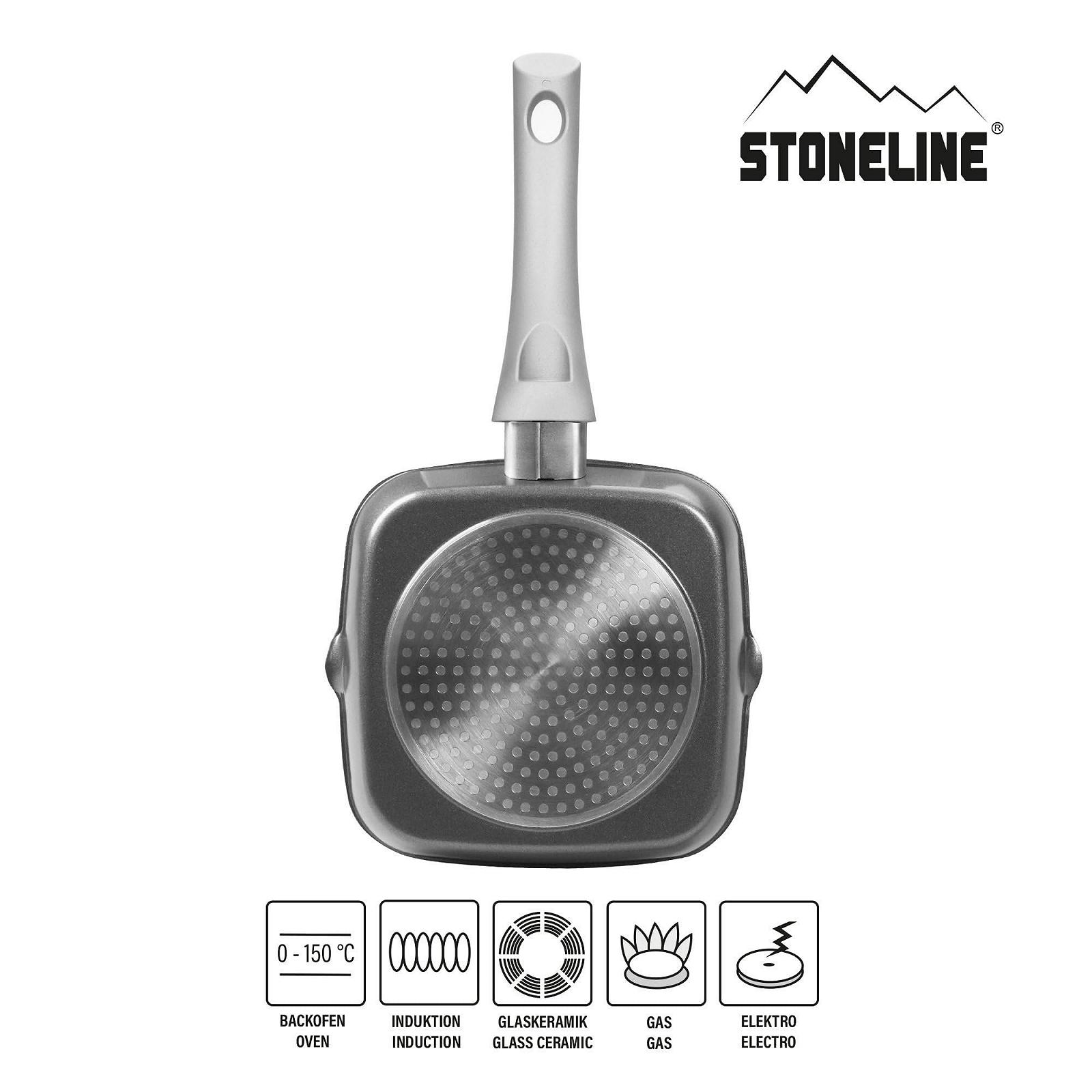 Сковорода-гриль STONELINE Gourmundo 16 x 16 см, литий алюміній, антипригарне покриття з частинками каменю, сіра, фото №2