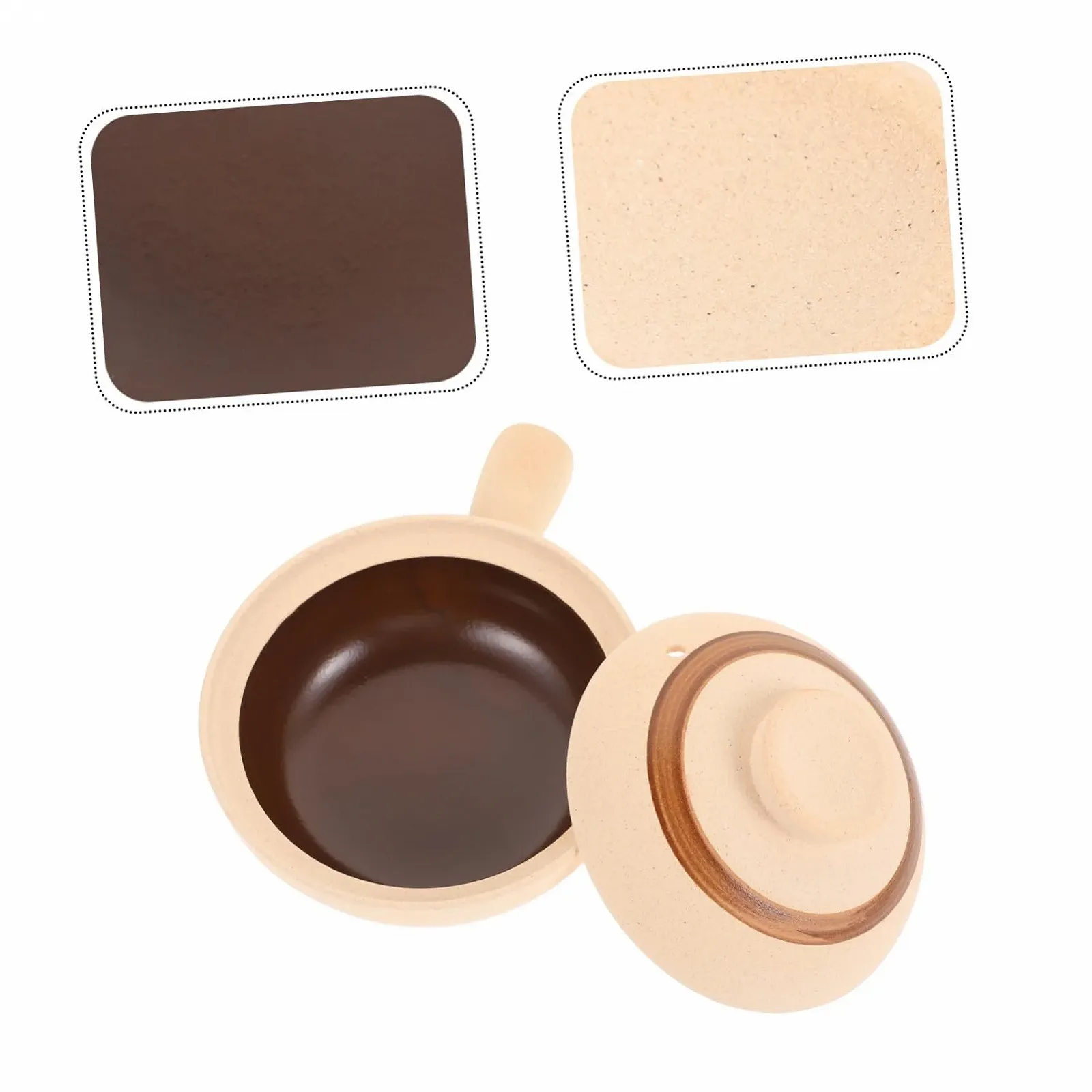 Кастрюля для запекания Керамическая маленькая с крышкой и одной ручкой термостойкая для супов и рагу, фото №7