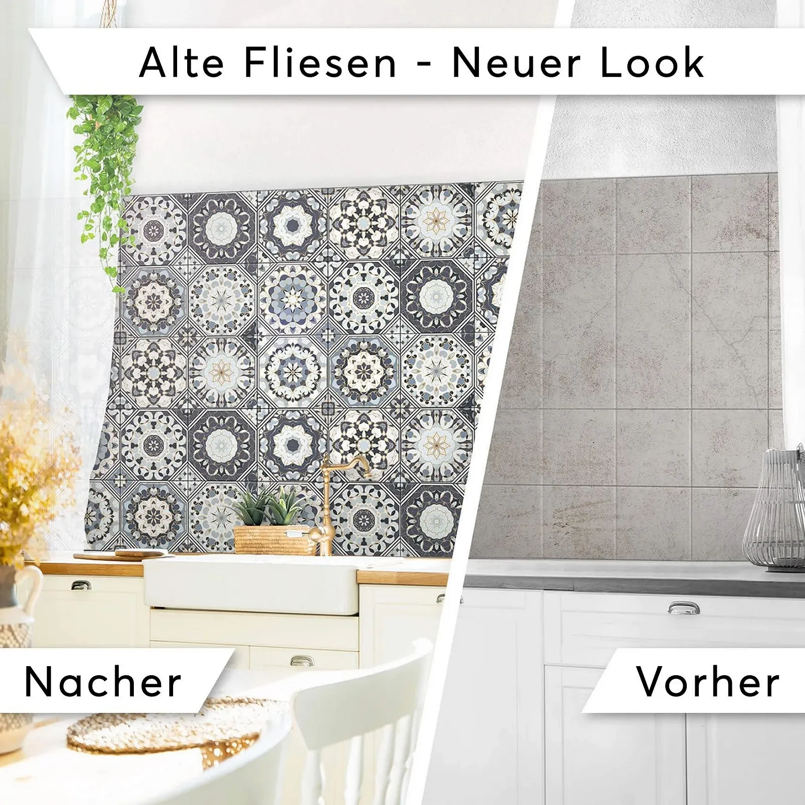 Наклейки на плитку Плівка для ванної та кухні Бірюзові орнаменти 9 шт. 10 x 10 см 54 елементи, фото №3