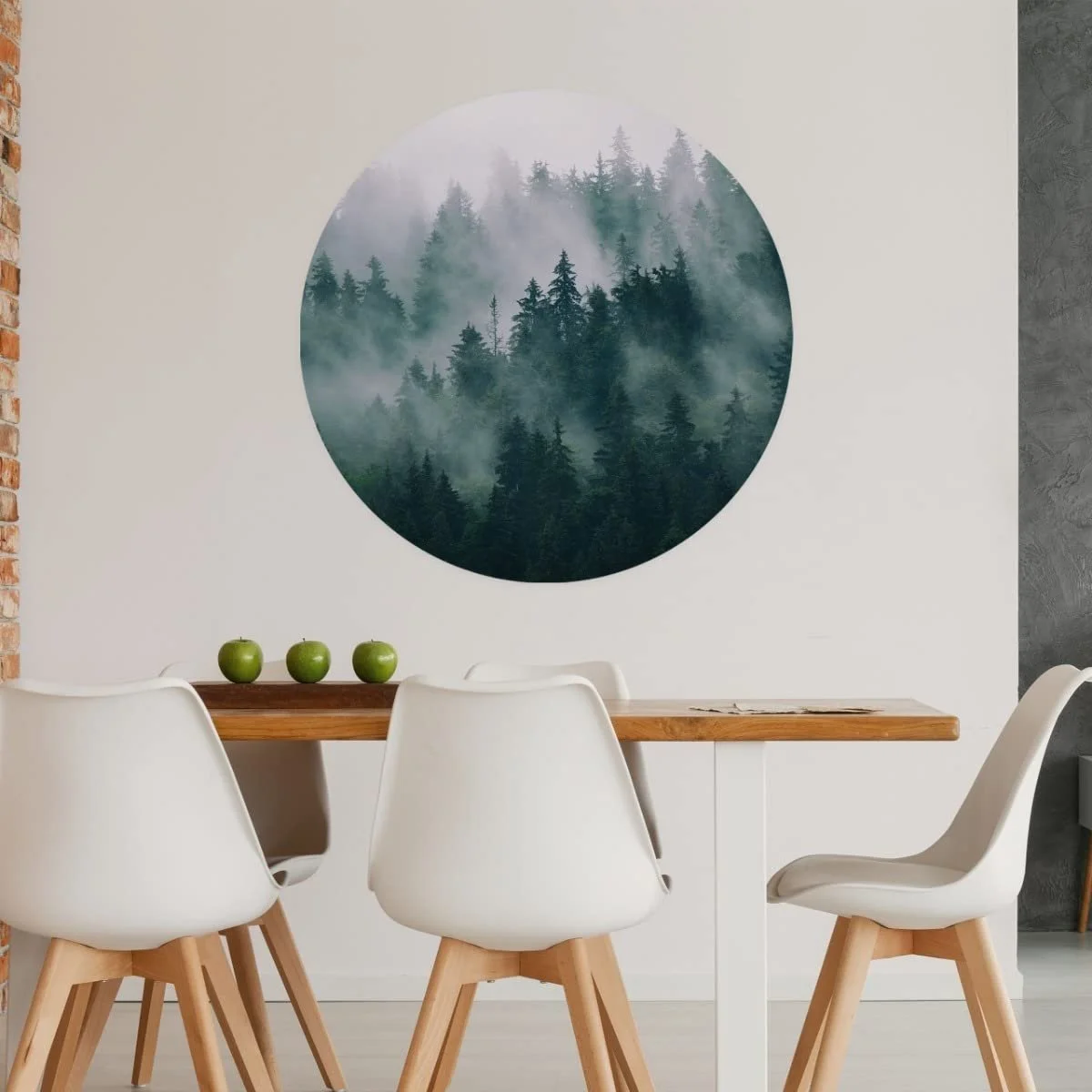 3D наклейка на стіну Muralo Round Forest in Fog 100 см x 100 см Зелений, фото №5 3D наклейка на стіну Muralo Round Forest in Fog 100 см x 100 см Зелений, фото №5