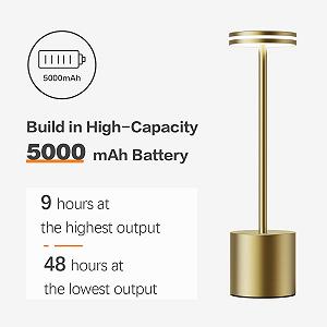 Настільна лампа LED 5000 mAh Бездротова Акумуляторна з регулюванням яскравості 3 колірні температури USB Сенсорна Бронза synthetic.ua - Фото 1