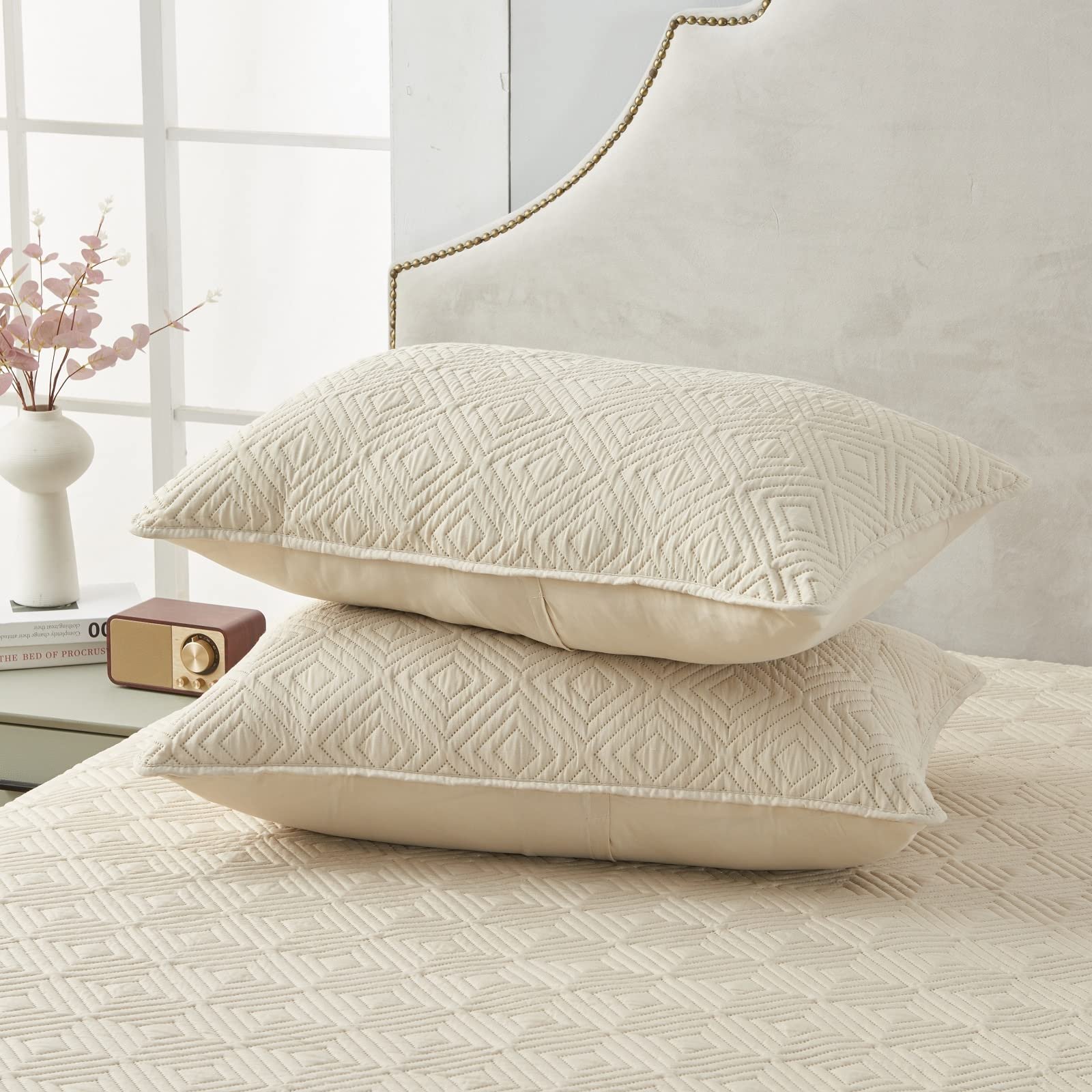 Покрывало Qucover 240 x 260 см, бежевый, набор с 2 наволочками 50 x 75 см, фото №9