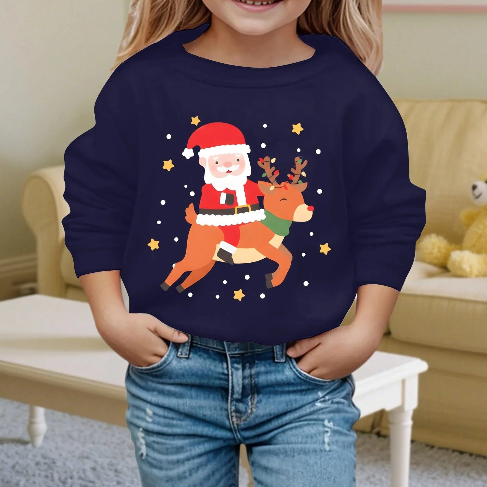 Повседневный свитшот для девочек с буквенным принтом, круглым вырезом и длинными рукавами для девочек-подростков, фото №2