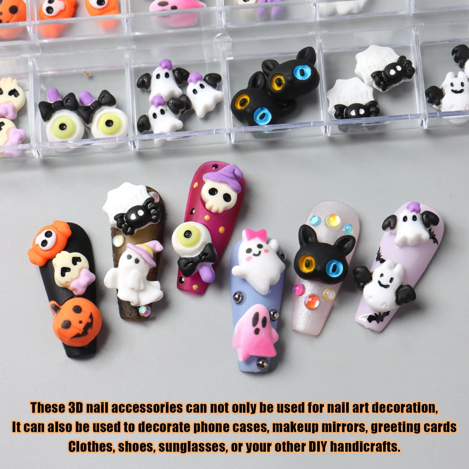 на Хелловін, 1 коробка, гарбуз, привид, аксесуари 3D каміння, фото №3