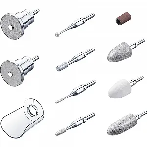 Набір змінних насадок для манікюрного апарату Beurer MP 62, 9 сапфірових і повстяних насадок, 30 одноразових наждачних насадок із захисним ковпачком від пилу - Фото 1