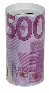 Копилка металлическая 500 евро с крышкой разноцветная - Фото 1