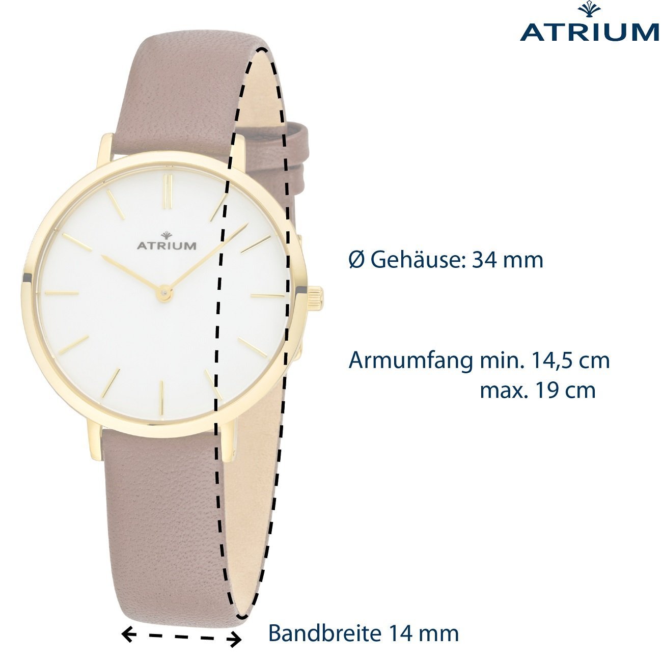 Женские часы ATRIUM Classic A28-203 Золотой, сталь, кожаный ремешок, фото №2 Женские часы ATRIUM Classic A28-203 Золотой, сталь, кожаный ремешок, фото №2