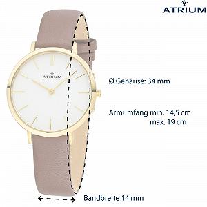 Женские часы ATRIUM Classic A28-203 Золотой, сталь, кожаный ремешок synthetic.ua - Фото 1