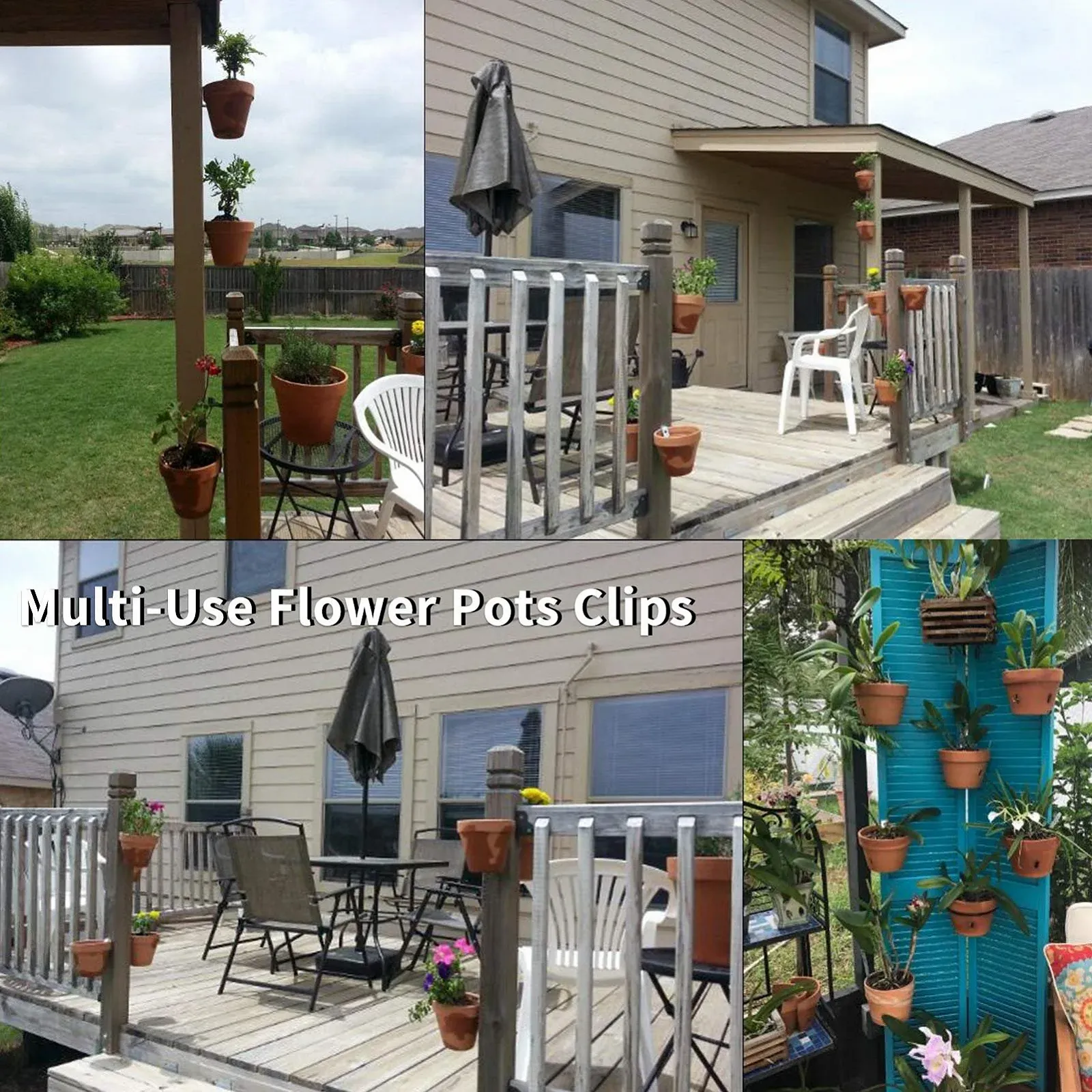 Залізний гачок для рослин кліпси для теракотових горщиків 10-23 см набір із 4 шт. чорний, фото №4