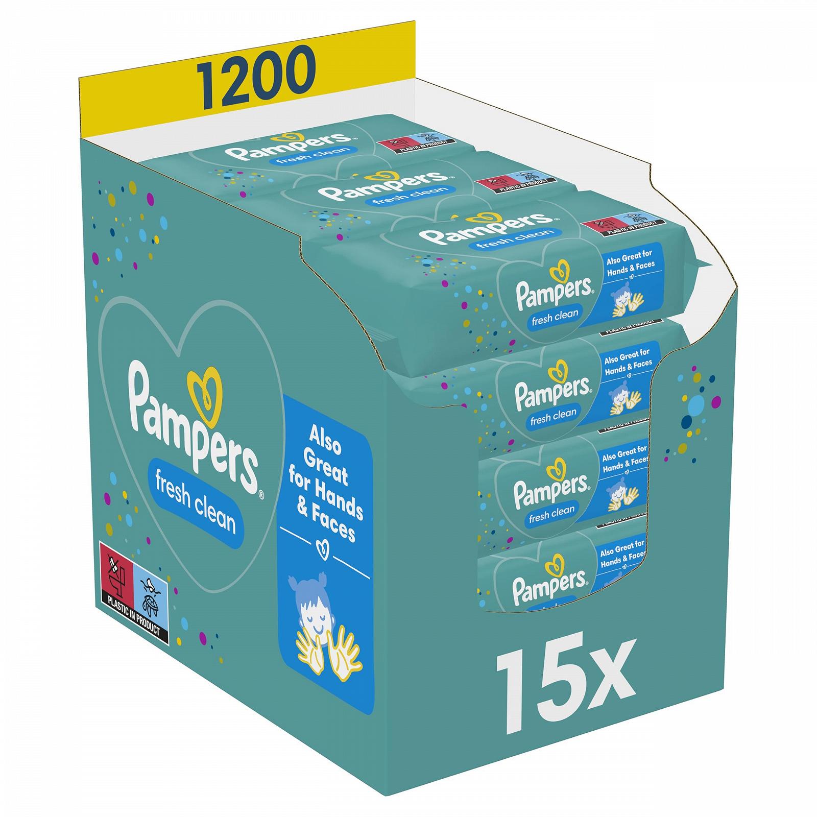 Вологі серветки Pampers Fresh Clean з легким ароматом, 1200 штук (упаковка 15 шт.), фото №1