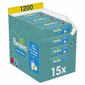 Влажные салфетки Pampers Fresh Clean с легким ароматом, 1200 штук (упаковка 15 шт.) - Фото 1