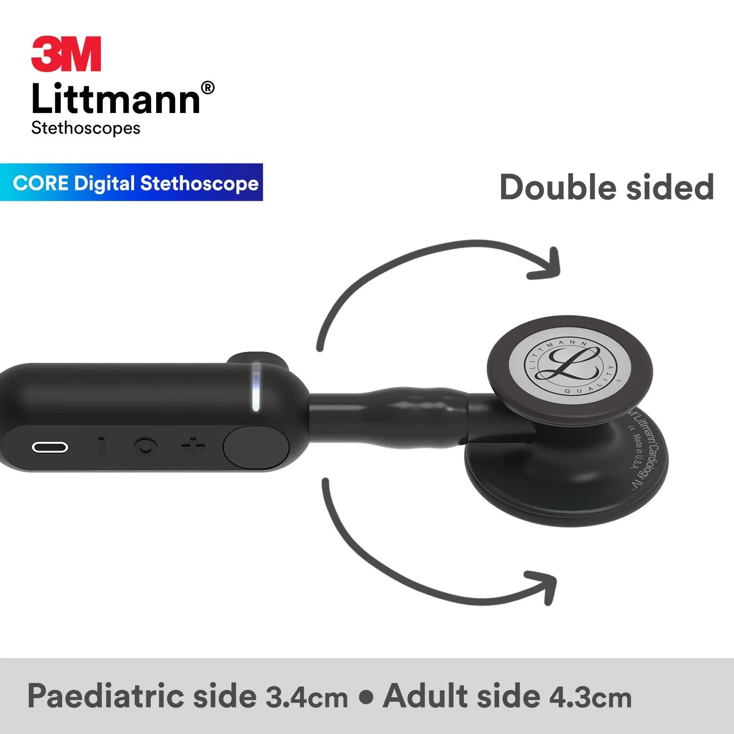 Цифровий стетоскоп 3M Littmann CORE, 69 см Чорний, фото №4